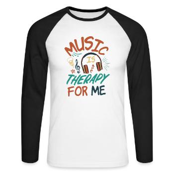 Music Is therapy for Me - Unisex Long Sleeve Baseball T-Shirt - white/black - Front - Nik (191cm)
