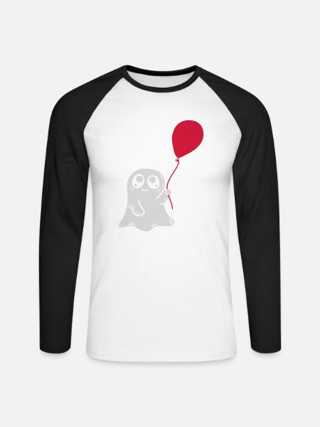 Luftballon Geist Comic Design - Unisex Baseballshirt langarm - Weiß/Schwarz