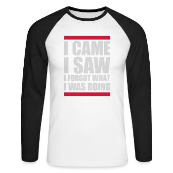 Je suis venu voir oublier - T-shirt baseball manches longues Homme - blanc/noir - Devant - Nik (191cm)