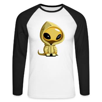 Mignon extraterrestre en veste à capuche - T-shirt baseball manches longues Homme - blanc/noir - Devant - Nik (191cm)
