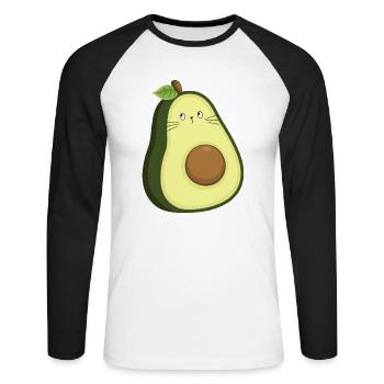 Chat avocat - T-shirt baseball manches longues Homme - blanc/noir - Devant - Nik (191cm)