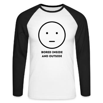Bored inside and outside FACE - Unisex Baseballshirt langarm - Weiß/Schwarz - Vorne - Nik (191cm)