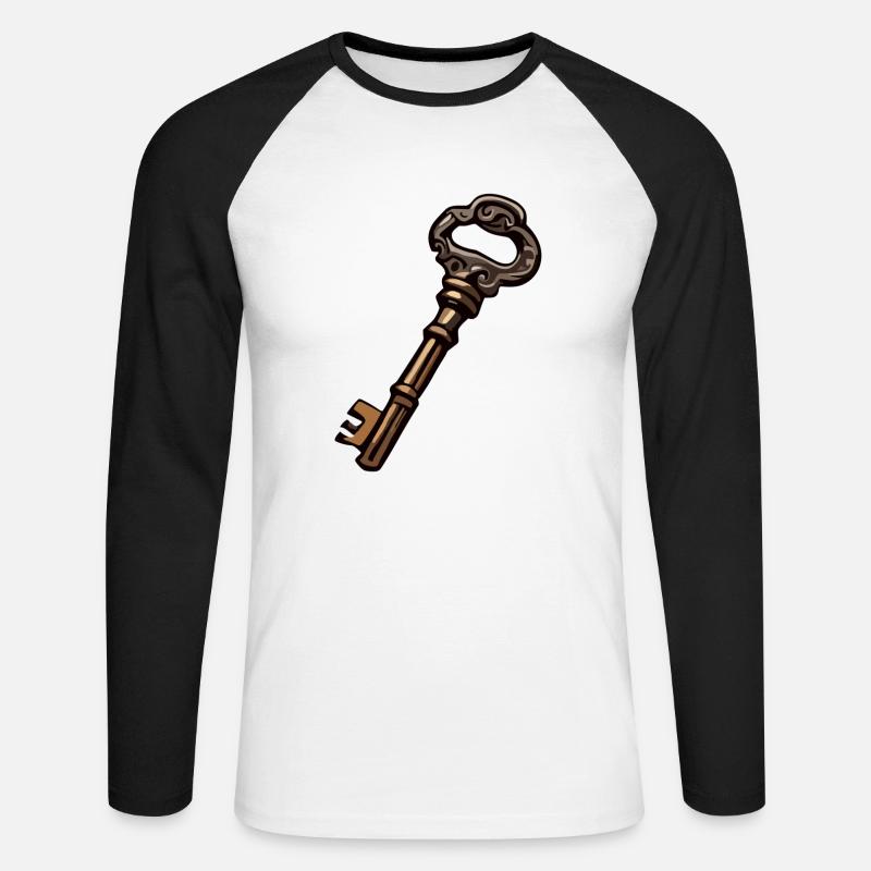 Key / Lock / Locked / Security - Unisex Long Sleeve Baseball T-Shirt - white/black