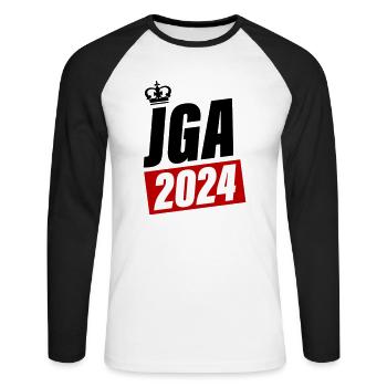 Enterrement de vie de garçon Enterrement de vie de garçon 2024 - T-shirt baseball manches longues Homme - blanc/noir - Devant - Nik (191cm)