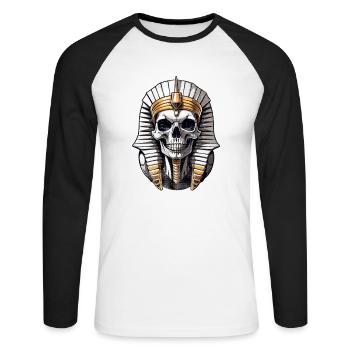 Pharaoh- Mummy - Egypt - Unisex Long Sleeve Baseball T-Shirt - white/black - Front - Nik (191cm)