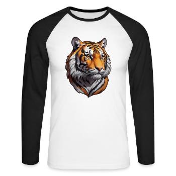 Tiger - Unisex Long Sleeve Baseball T-Shirt - white/black - Front - Nik (191cm)