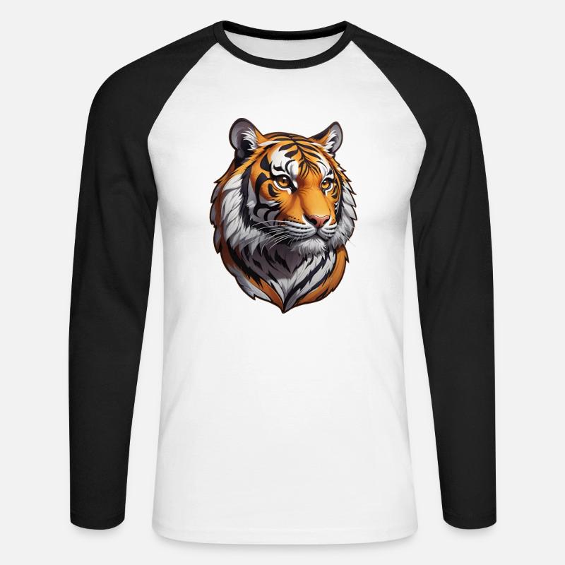 Tiger - Långärmad basebolltröja herr - vit/svart