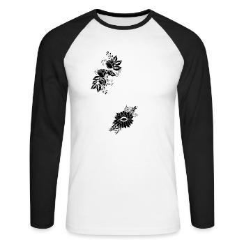 Lettre u floral noir et blanc - T-shirt baseball manches longues Homme - blanc/noir - Devant - Nik (191cm)