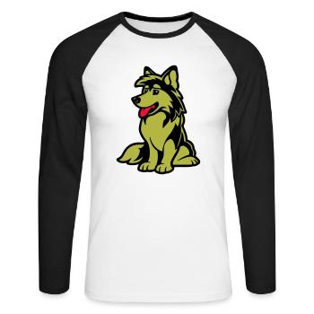 Dog Comic Dog - Unisex Long Sleeve Baseball T-Shirt - white/black - Front - Nik (191cm)