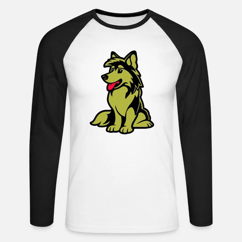dog comic hund - Unisex Baseballshirt langarm - Weiß/Schwarz