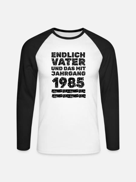 1985 - Unisex Long Sleeve Baseball T-Shirt - white/black