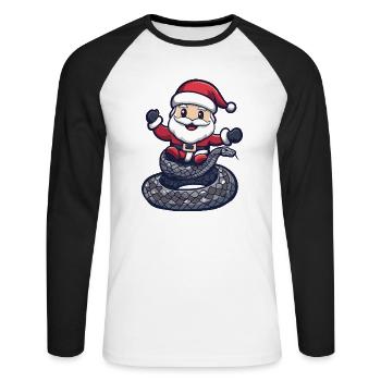 Schlange Kobra Weihnachtsmann - Unisex Baseballshirt langarm - Weiß/Schwarz - Vorne - Nik (191cm)