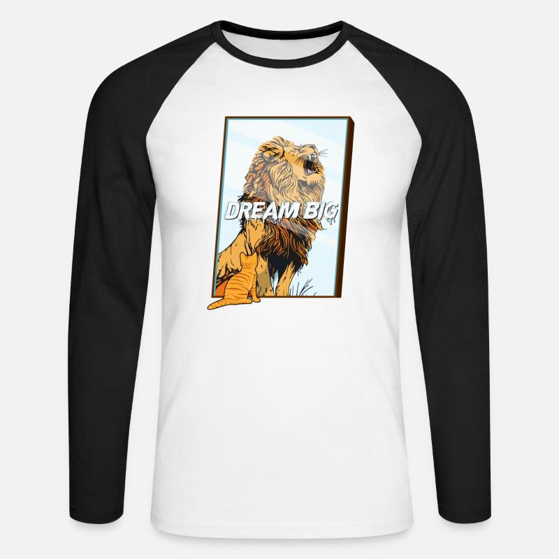 Dream Big Katze Löwe - Unisex Baseballshirt langarm - Weiß/Schwarz