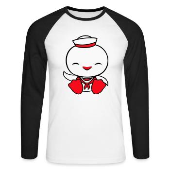 Canard marin marin marin chapeau de marin ondulant joyeusement - T-shirt baseball manches longues Homme - blanc/noir - Devant - Nik (191cm)