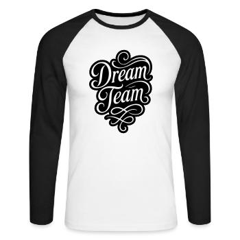 Équipe de rêve - T-shirt baseball manches longues Homme - blanc/noir - Devant - Nik (191cm)