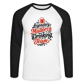 Mallorca Drinking Team - T-shirt baseball manches longues Homme - blanc/noir - Devant - Nik (191cm)