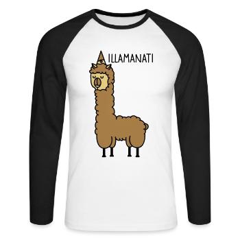 illamanati - Unisex Long Sleeve Baseball T-Shirt - white/black - Front - Nik (191cm)