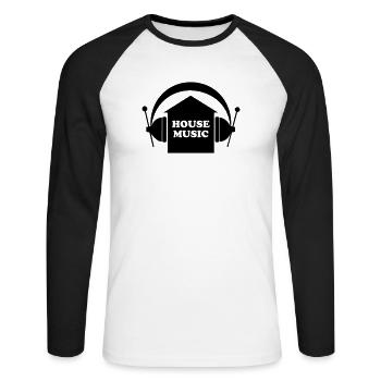House music - Unisex Baseballshirt langarm - Weiß/Schwarz - Vorne - Nik (191cm)