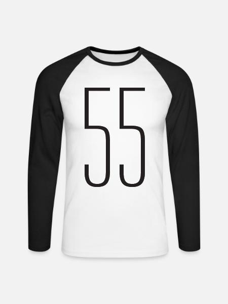 55 - Unisex Baseballshirt langarm - Weiß/Schwarz