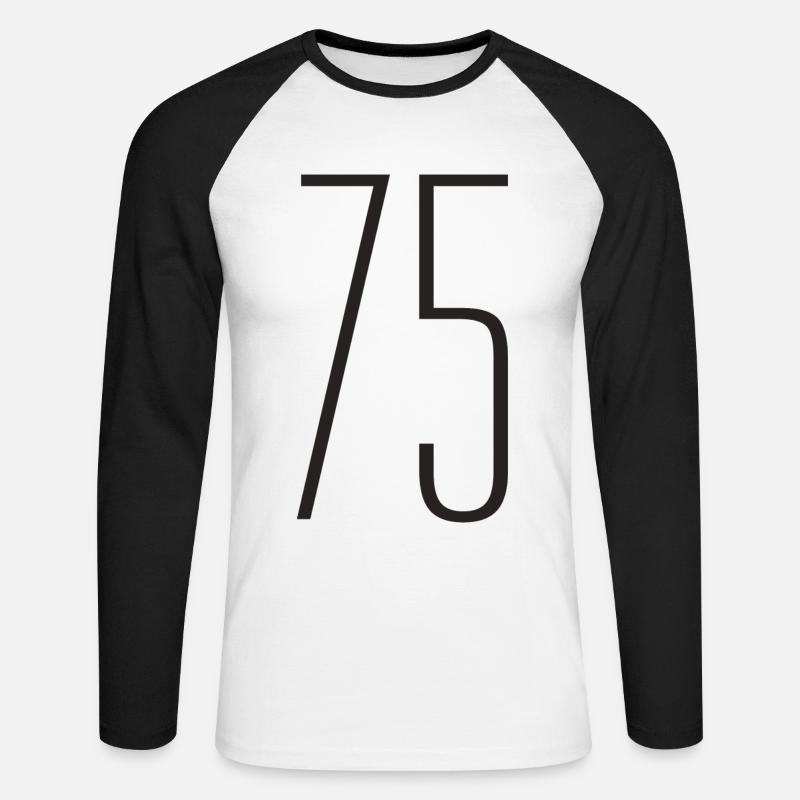 75 - Unisex Baseballshirt langarm - Weiß/Schwarz