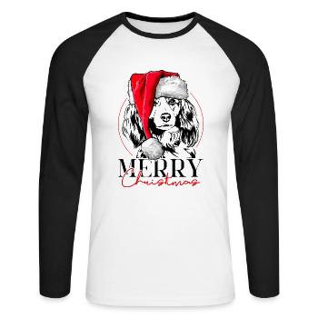 Santa KOOIKERHONDJE Joyeux Noël Chiens Wilsigns - T-shirt baseball manches longues Homme - blanc/noir - Devant - Nik (191cm)