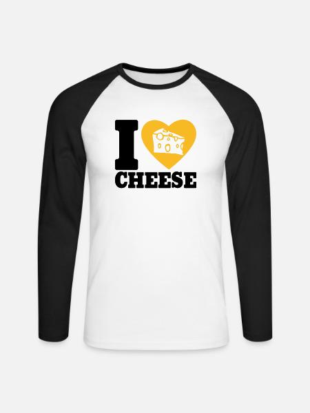 I love Cheese - T-shirt baseball manches longues Homme - blanc/noir