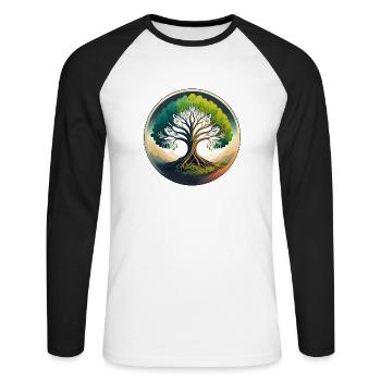 Tree of Life - Unisex Long Sleeve Baseball T-Shirt - white/black - Front - Nik (191cm)