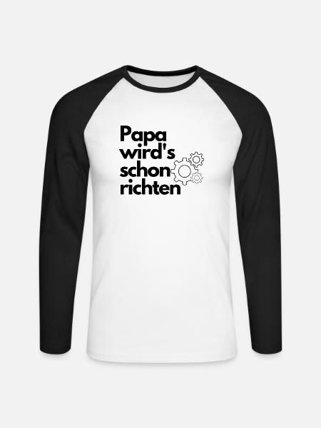 papa wirds schon richten - Unisex Baseballshirt langarm - Weiß/Schwarz