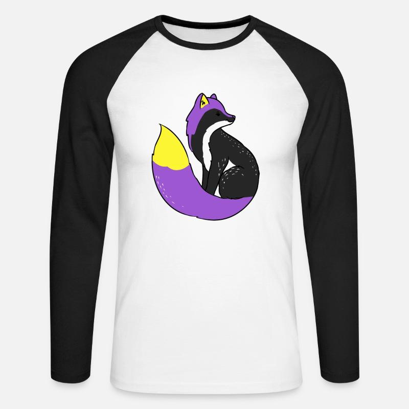 Nonbinary Fuchs Nonbinary Pride - Unisex Baseballshirt langarm - Weiß/Schwarz