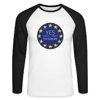 Oui à l'Europe - EU Star Design - T-shirt baseball manches longues Homme - blanc/noir - Devant - Nik (191cm)