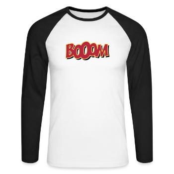 booom - T-shirt baseball manches longues Homme - blanc/noir - Devant - Nik (191cm)