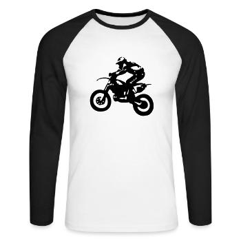 Motocross driver motorbike machine race motorcycle - Unisex Long Sleeve Baseball T-Shirt - white/black - Front - Nik (191cm)