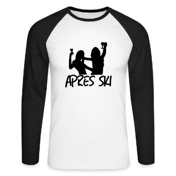 Ski, ski, ski, après-ski, freeski, freeskiing - T-shirt baseball manches longues Homme - blanc/noir - Devant - Nik (191cm)