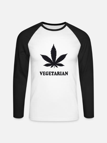 Weed Vegetarian - Unisex Baseballshirt langarm - Weiß/Schwarz