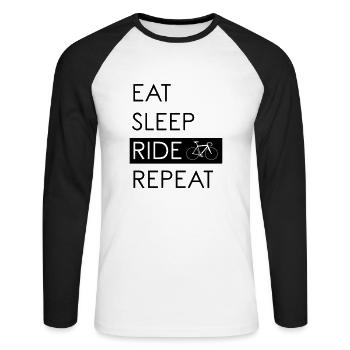 EAT SLEEP RIDE REPEAT - T-shirt baseball manches longues Homme - blanc/noir - Devant - Nik (191cm)