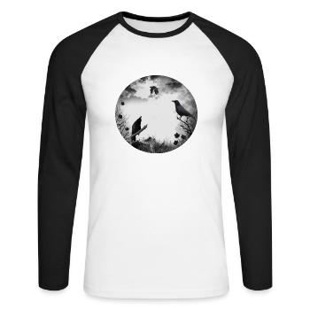 Gothique, corbeaux, corbeaux - T-shirt baseball manches longues Homme - blanc/noir - Devant - Nik (191cm)