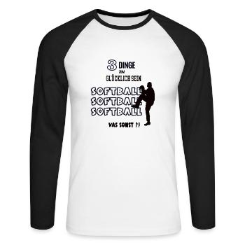 Softball Team Mannschaft Spieler Spiel Baseball - Unisex Baseballshirt langarm - Weiß/Schwarz - Vorne - Nik (191cm)