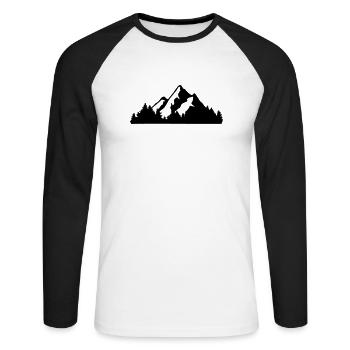 Berge und Wald - Unisex Baseballshirt langarm - Weiß/Schwarz - Vorne - Nik (191cm)
