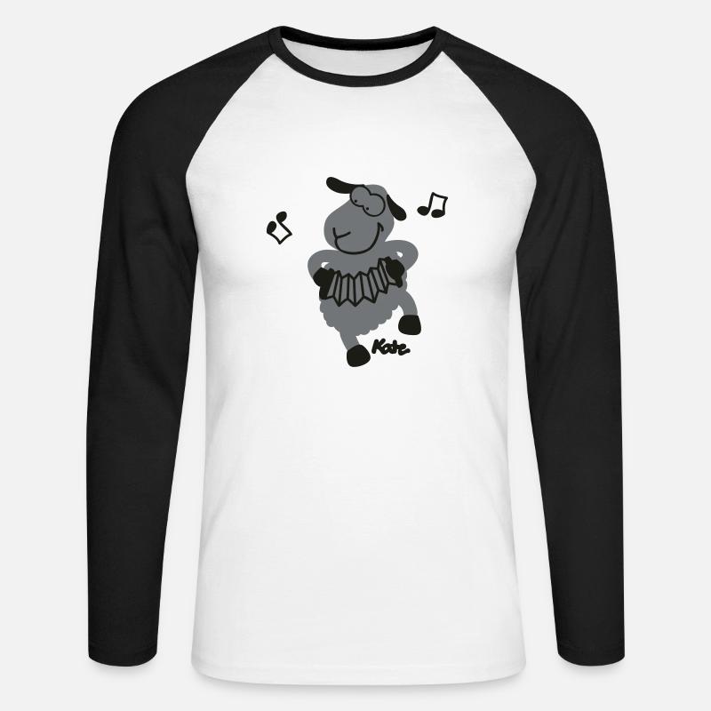 Schaf (2c) - Unisex Baseballshirt langarm - Weiß/Schwarz