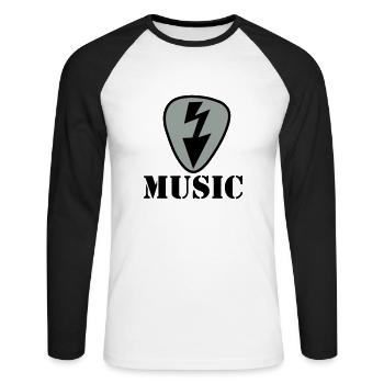 gitarre - Unisex Baseballshirt langarm - Weiß/Schwarz - Vorne - Nik (191cm)