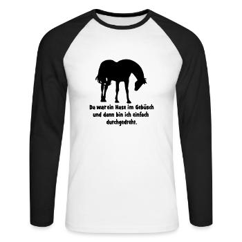 Pferd - Unisex Baseballshirt langarm - Weiß/Schwarz - Vorne - Nik (191cm)