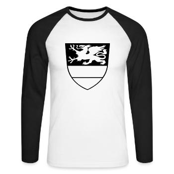 Wappen Rostock - Unisex Baseballshirt langarm - Weiß/Schwarz - Vorne - Nik (191cm)