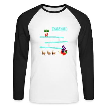 Santa Kong - Unisex Baseballshirt langarm - Weiß/Schwarz - Vorne - Nik (191cm)
