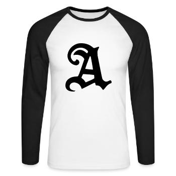 A - Unisex Baseballshirt langarm - Weiß/Schwarz - Vorne - Nik (191cm)