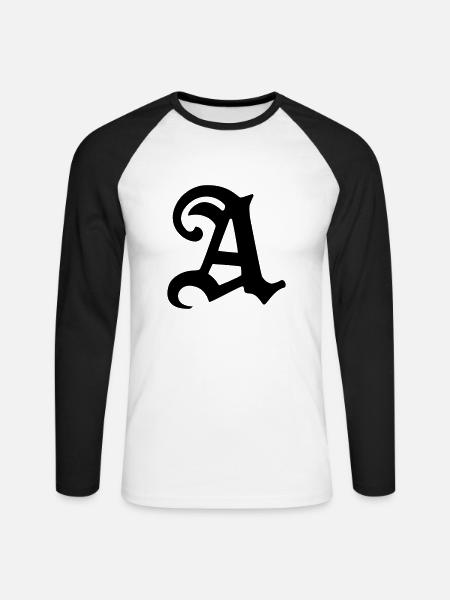 A - Unisex Baseballshirt langarm - Weiß/Schwarz