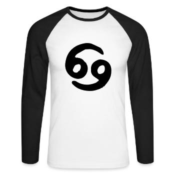 cancer zodiac - T-shirt baseball manches longues Homme - blanc/noir - Devant - Nik (191cm)