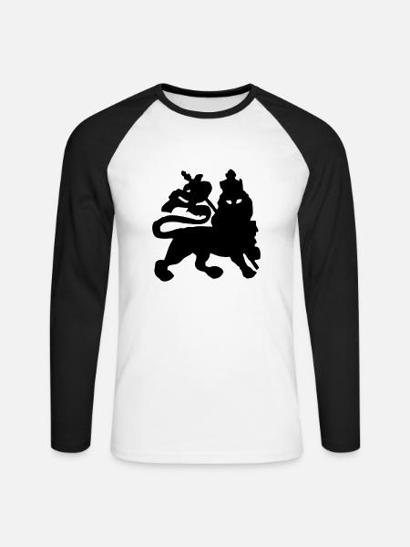 jah lion - Unisex Baseballshirt langarm - Weiß/Schwarz