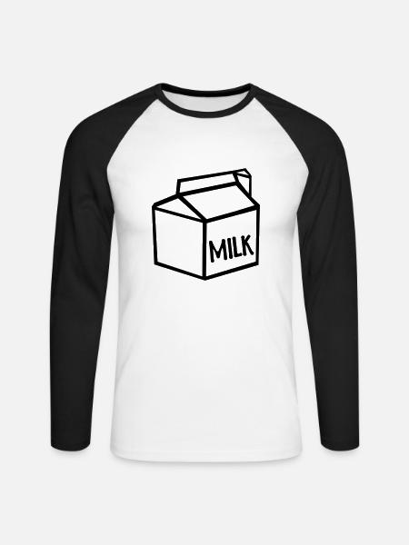 Milch - Unisex Baseballshirt langarm - Weiß/Schwarz