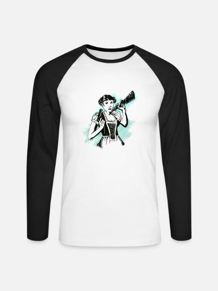 Alptraum-Mädel - Unisex Baseballshirt langarm - Weiß/Schwarz