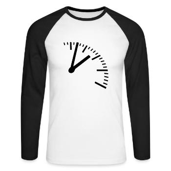 Zeit, Uhr - Unisex Baseballshirt langarm - Weiß/Schwarz - Vorne - Nik (191cm)